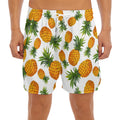Summer Pineapple Pattern Print Men's Split Running Shorts