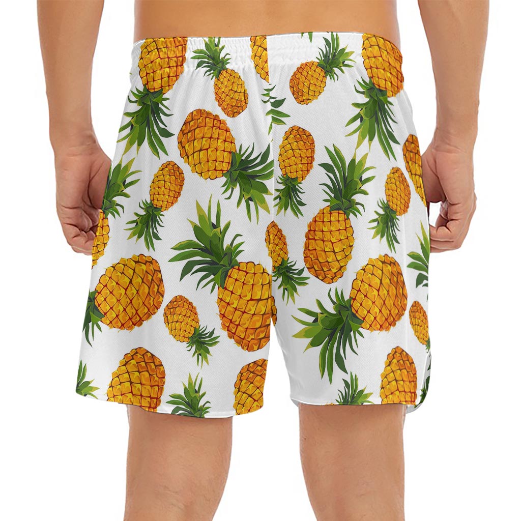 Summer Pineapple Pattern Print Men's Split Running Shorts