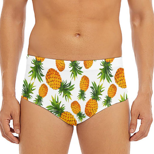 Summer Pineapple Pattern Print Men's Triangle Swim Briefs