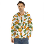 Summer Pineapple Pattern Print Men's Velvet Pullover Hoodie