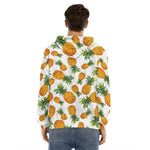 Summer Pineapple Pattern Print Men's Velvet Pullover Hoodie