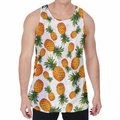 Summer Pineapple Pattern Print Men's Velvet Tank Top