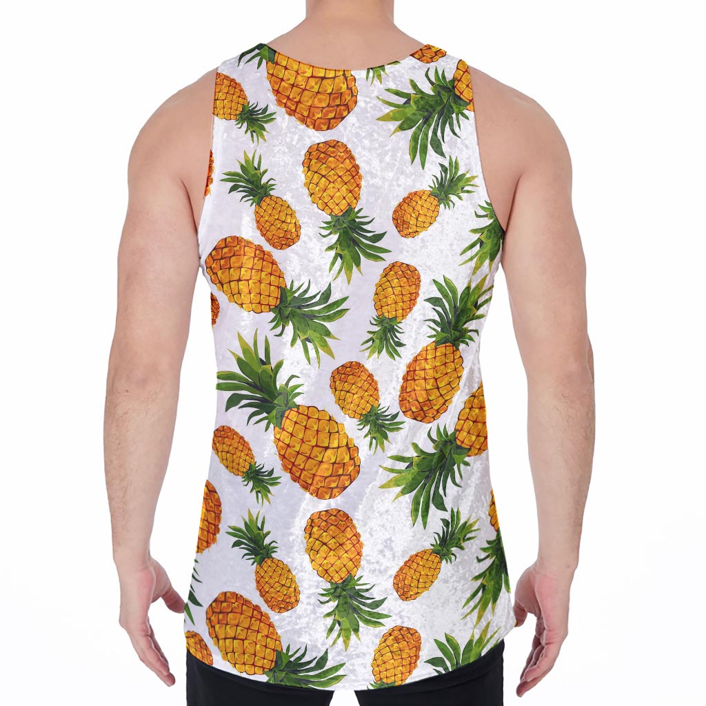 Summer Pineapple Pattern Print Men's Velvet Tank Top
