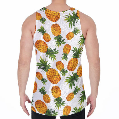 Summer Pineapple Pattern Print Men's Velvet Tank Top