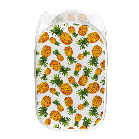 Summer Pineapple Pattern Print Mesh Laundry Hamper