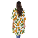 Summer Pineapple Pattern Print Open Front Beach Cover Up