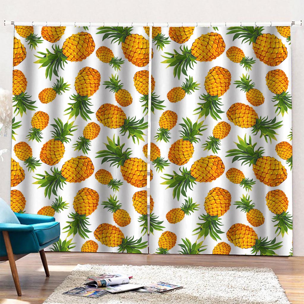 Summer Pineapple Pattern Print Pencil Pleat Curtains