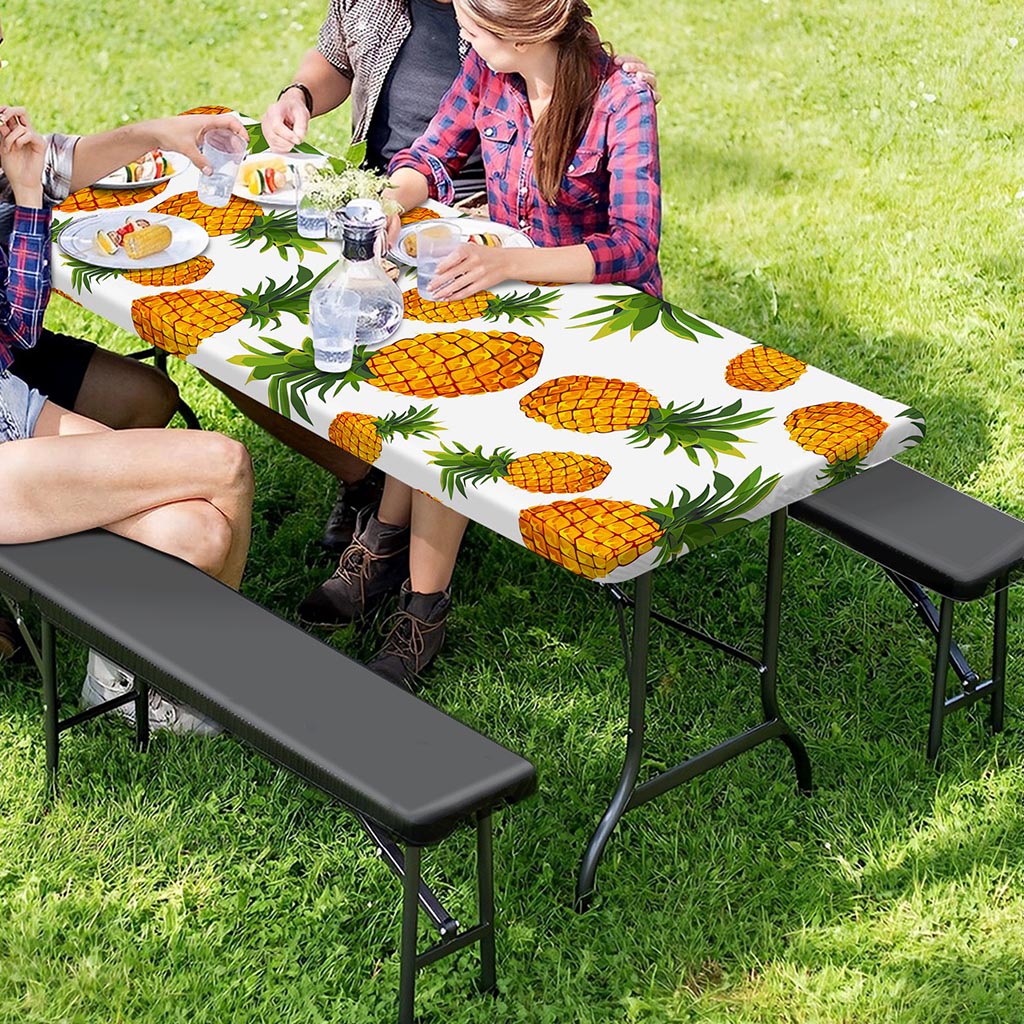 Summer Pineapple Pattern Print Picnic Table Cover