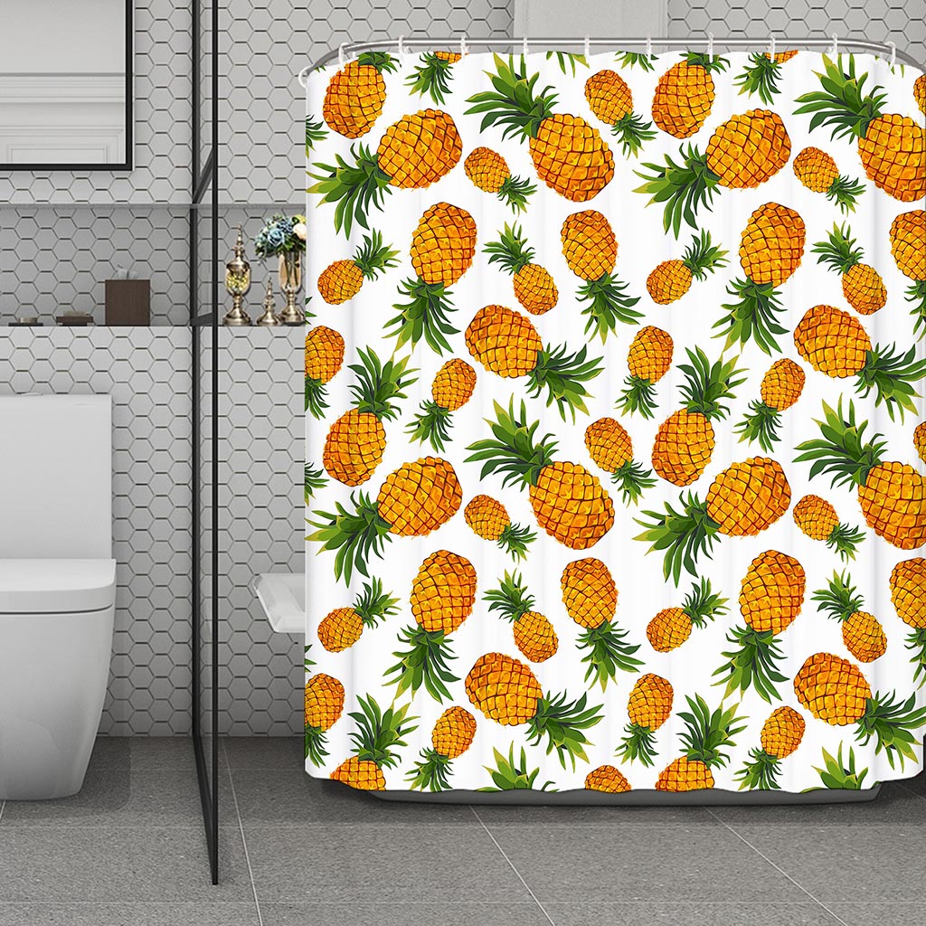 Summer Pineapple Pattern Print Polyester Shower Curtain