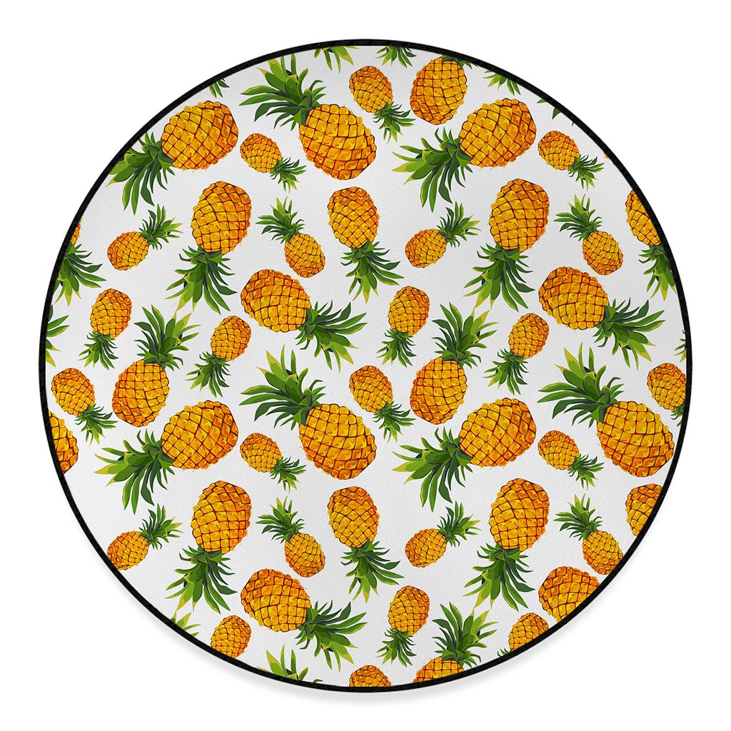 Summer Pineapple Pattern Print Round Floor Mat