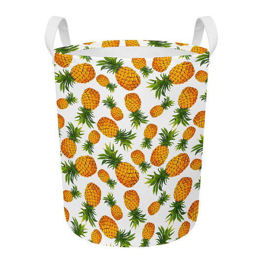 Summer Pineapple Pattern Print Round Laundry Basket