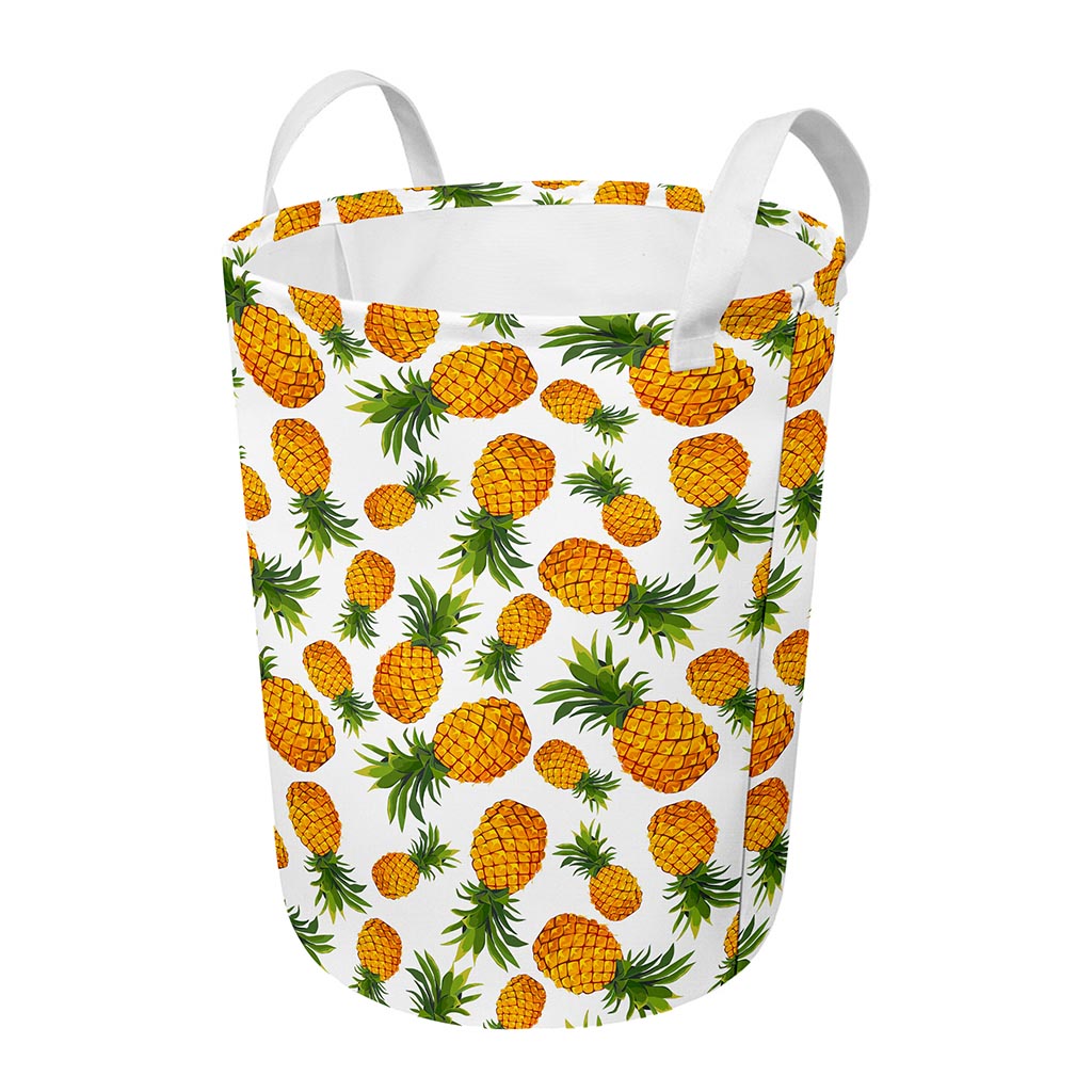 Summer Pineapple Pattern Print Round Laundry Basket