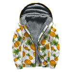 Summer Pineapple Pattern Print Sherpa Lined Zip Up Hoodie