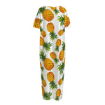 Summer Pineapple Pattern Print Short Sleeve Long Nightdress
