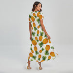 Summer Pineapple Pattern Print Short Sleeve Maxi Dress
