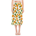Summer Pineapple Pattern Print Side Slit Midi Skirt