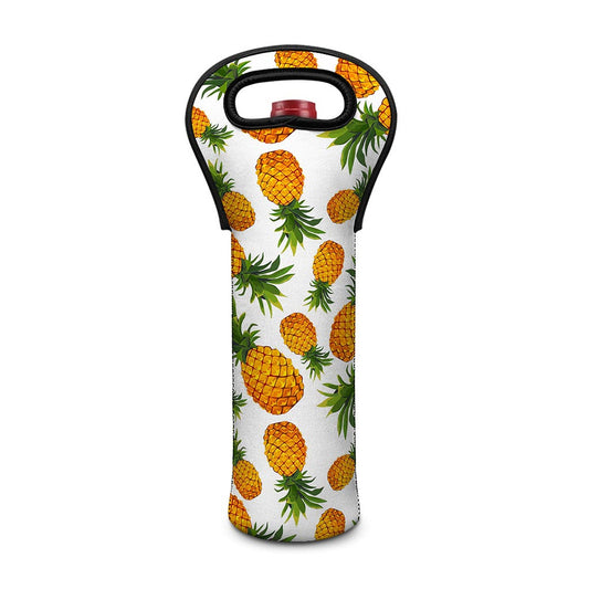 Summer Pineapple Pattern Print Single Neoprene Wine Tote