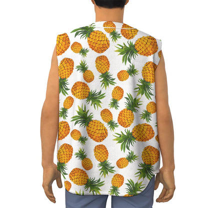 Summer Pineapple Pattern Print Sleeveless Baseball Jersey