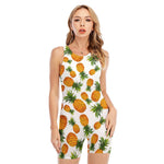 Summer Pineapple Pattern Print Sleeveless One Piece Swimsuit