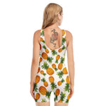 Summer Pineapple Pattern Print Sleeveless One Piece Swimsuit