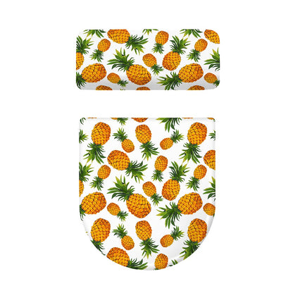 Summer Pineapple Pattern Print Toilet Lid And Tank Cover Set