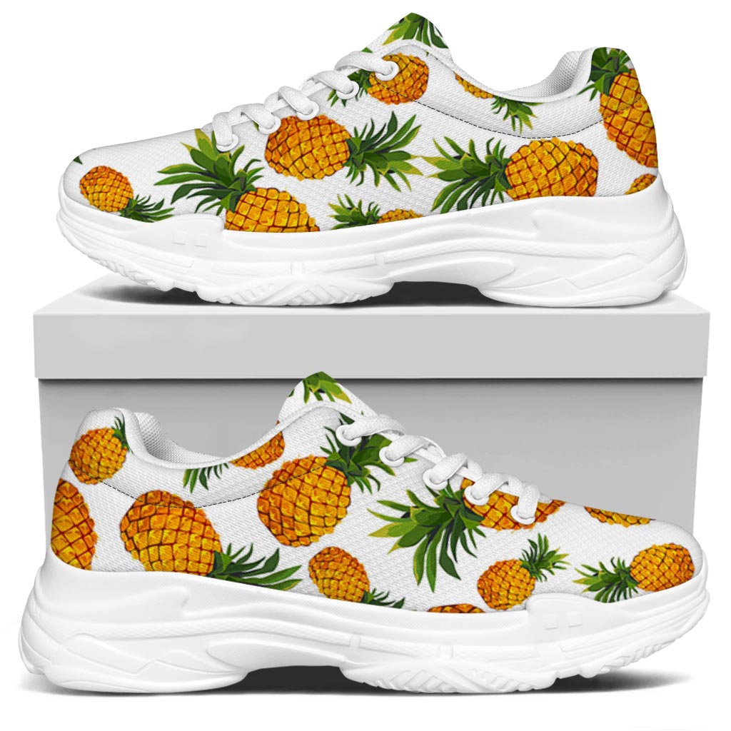 Summer Pineapple Pattern Print White Chunky Shoes