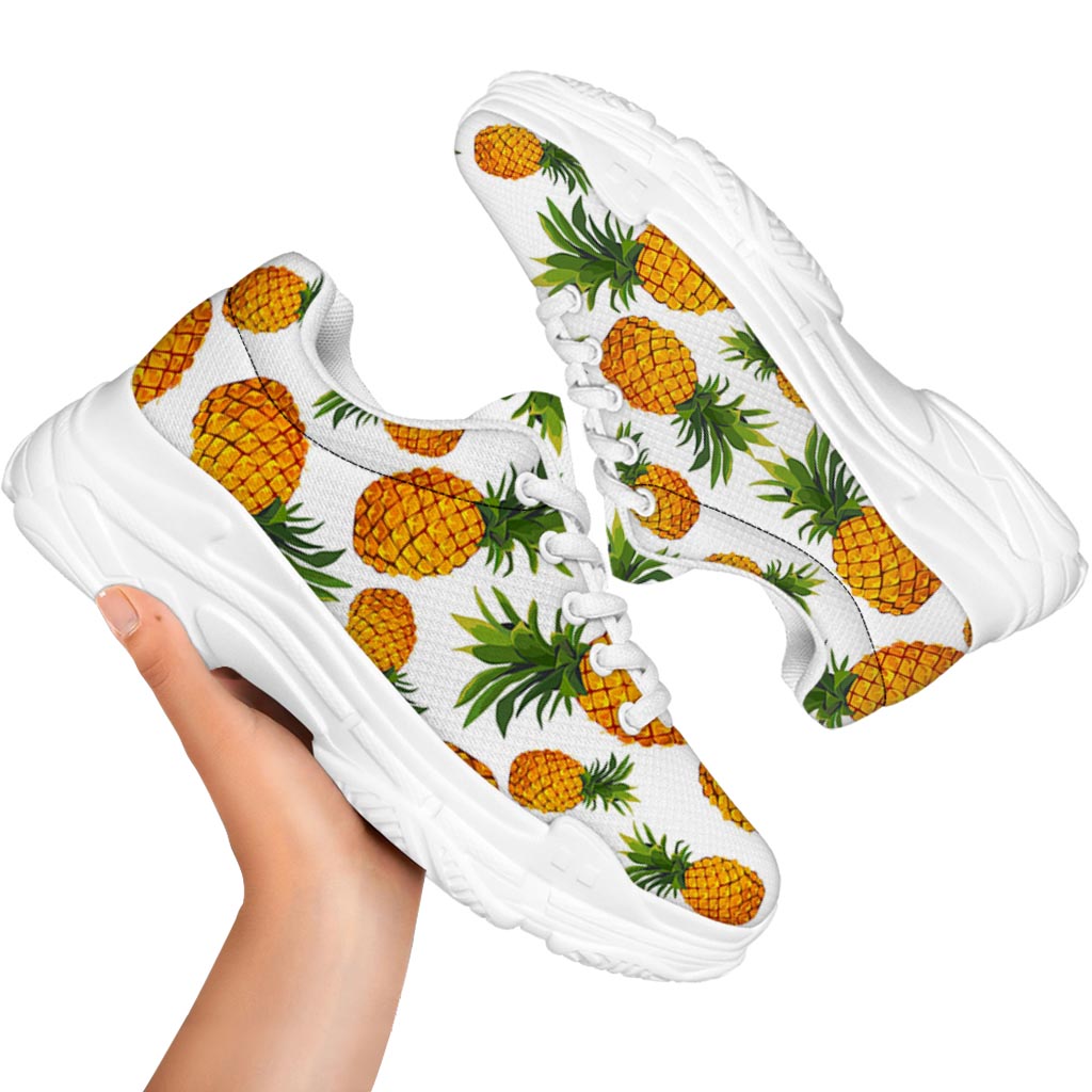Summer Pineapple Pattern Print White Chunky Shoes