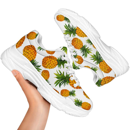 Summer Pineapple Pattern Print White Chunky Shoes