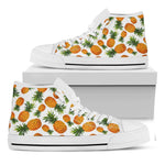 Summer Pineapple Pattern Print White High Top Sneakers