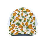 Summer Pineapple Pattern Print White Mesh Trucker Cap
