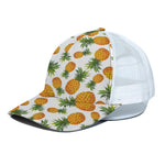 Summer Pineapple Pattern Print White Mesh Trucker Cap