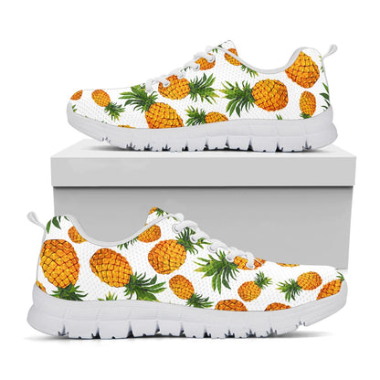 Summer Pineapple Pattern Print White Running Shoes