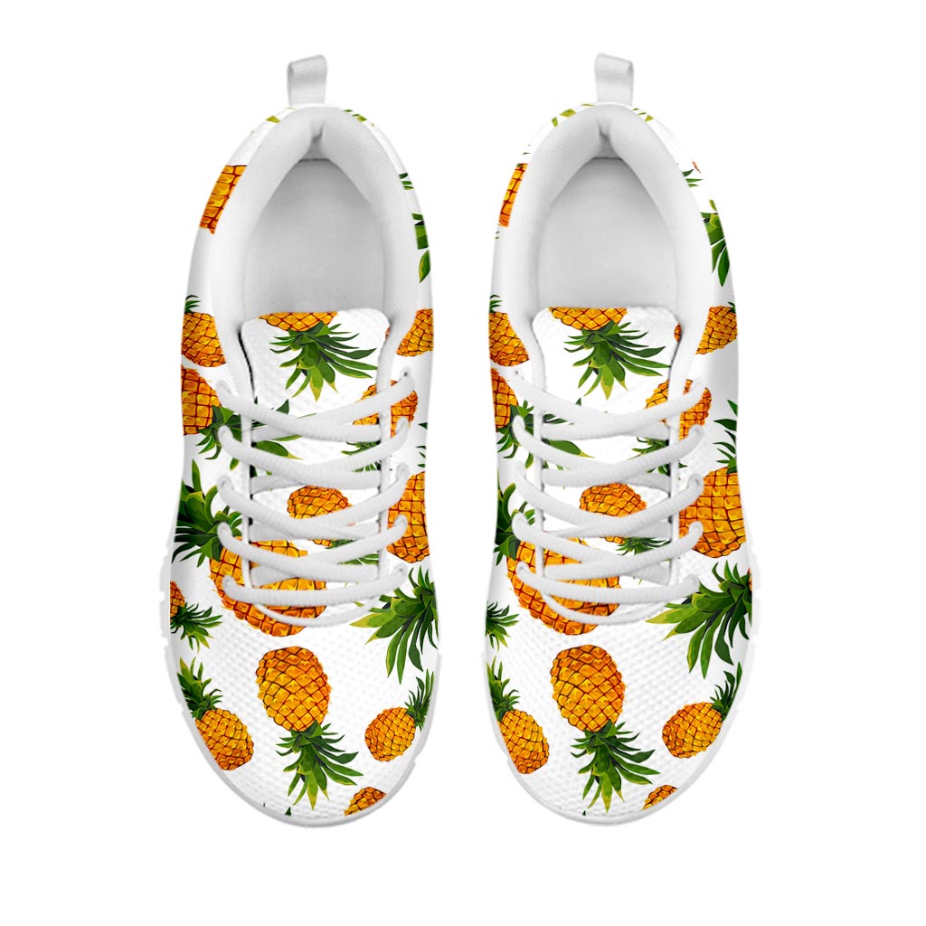 Summer Pineapple Pattern Print White Running Shoes
