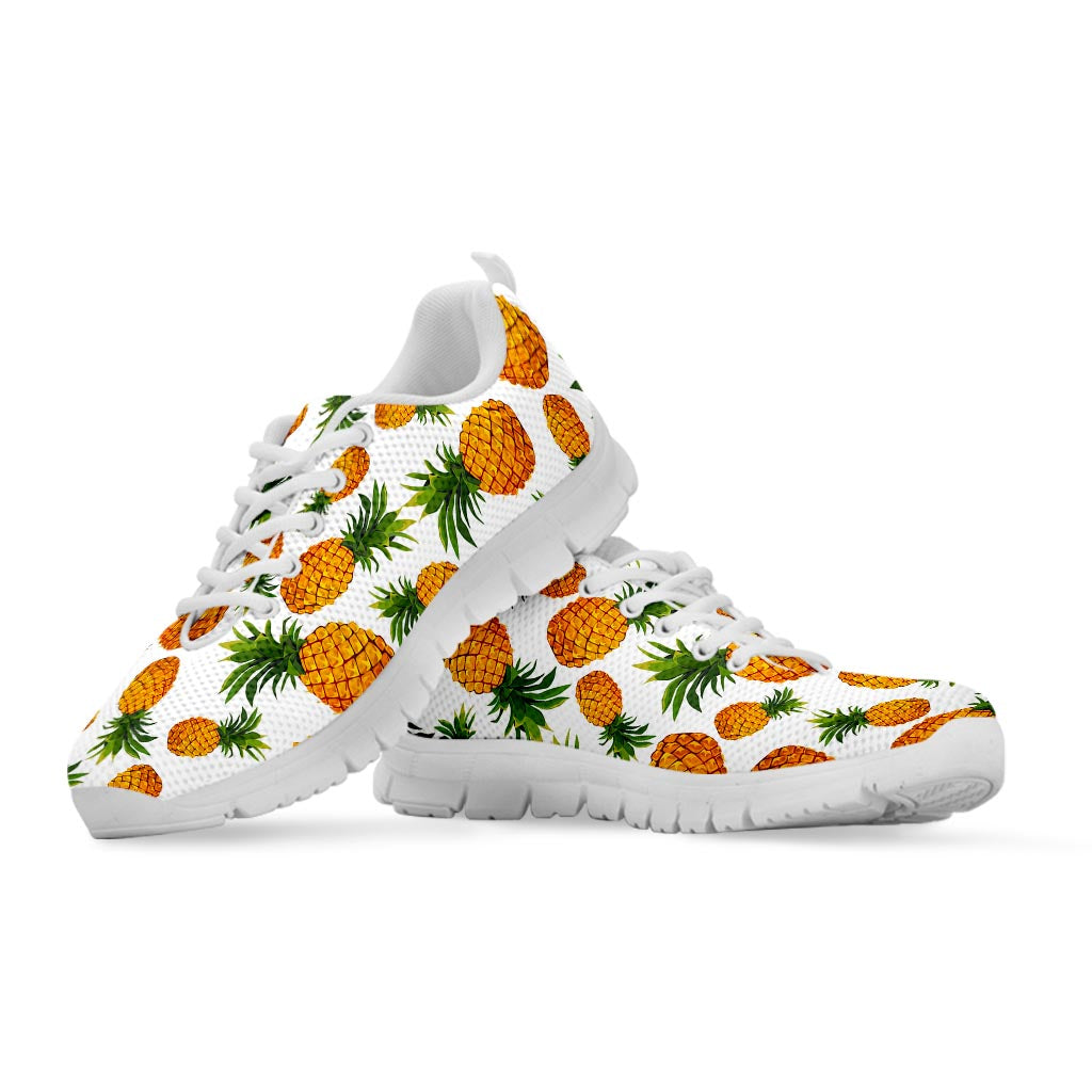 Summer Pineapple Pattern Print White Running Shoes