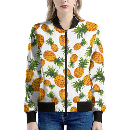 Summer Pineapple Pattern Print Women's Bomber Jacket