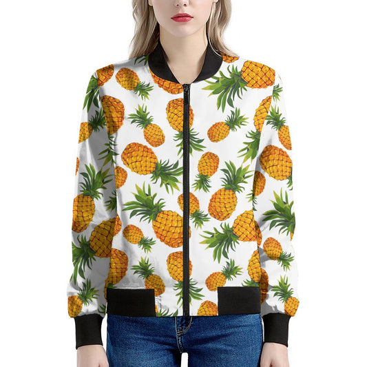 Summer Pineapple Pattern Print Women's Bomber Jacket