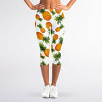 Summer Pineapple Pattern Print Women's Capri Leggings