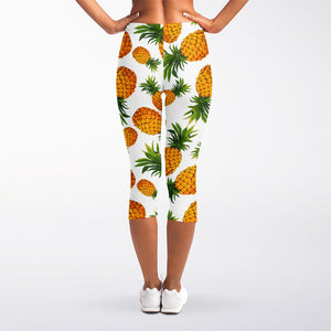 Summer Pineapple Pattern Print Women's Capri Leggings