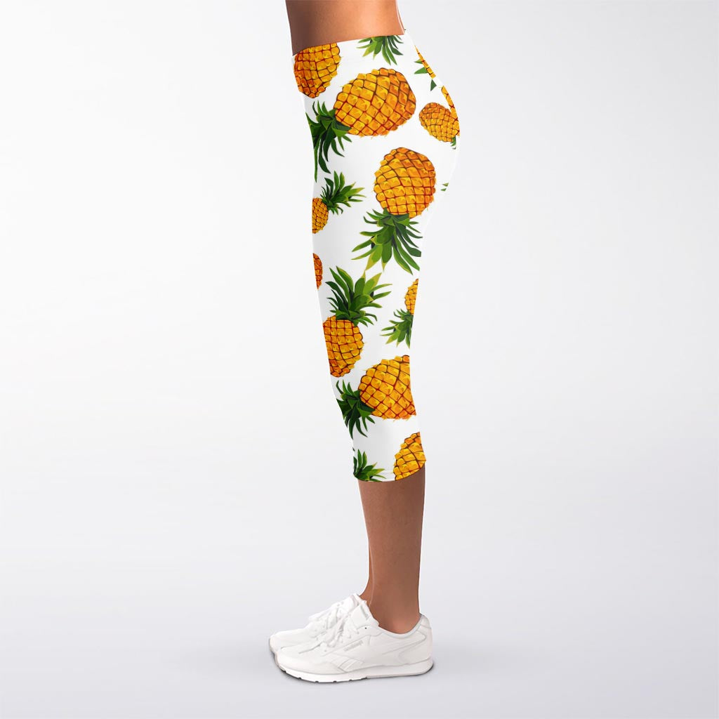 Summer Pineapple Pattern Print Women's Capri Leggings