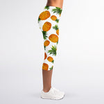 Summer Pineapple Pattern Print Women's Capri Leggings