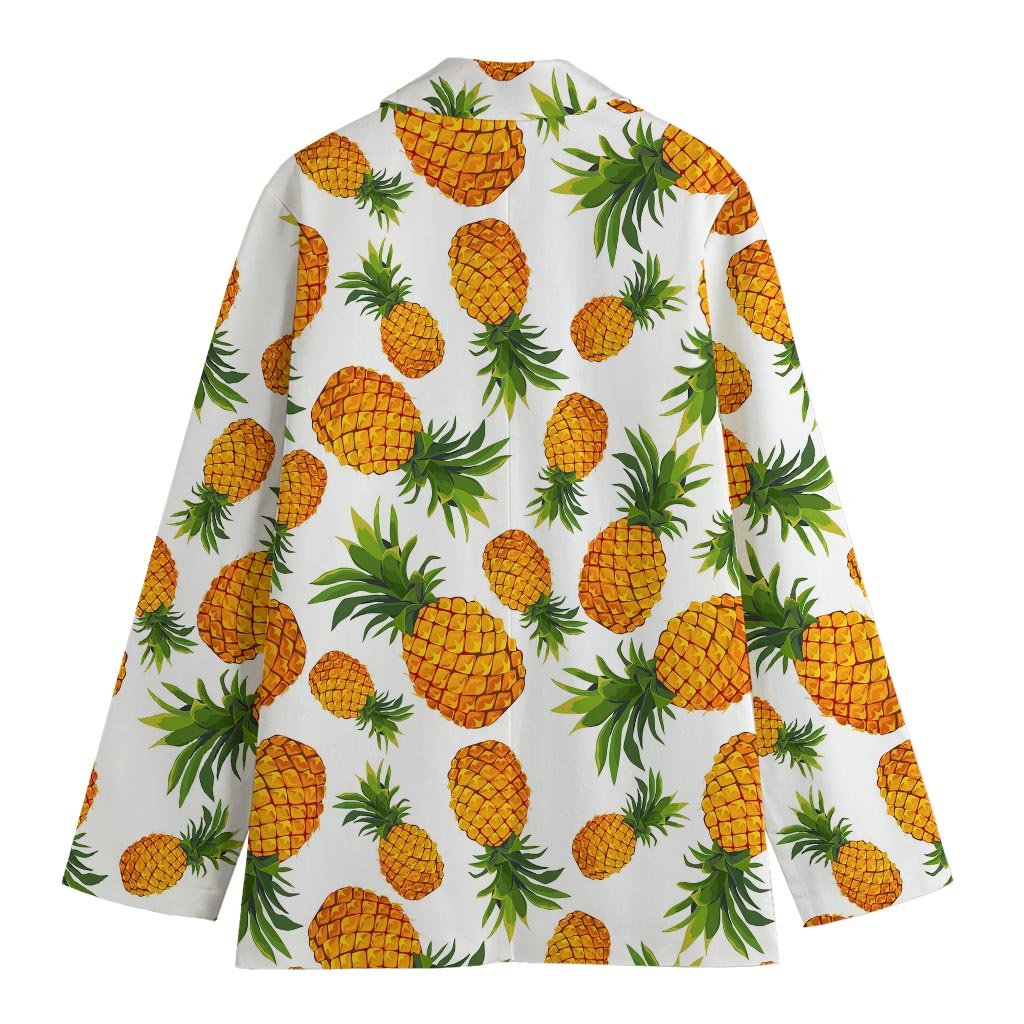 Summer Pineapple Pattern Print Women's Cotton Blazer