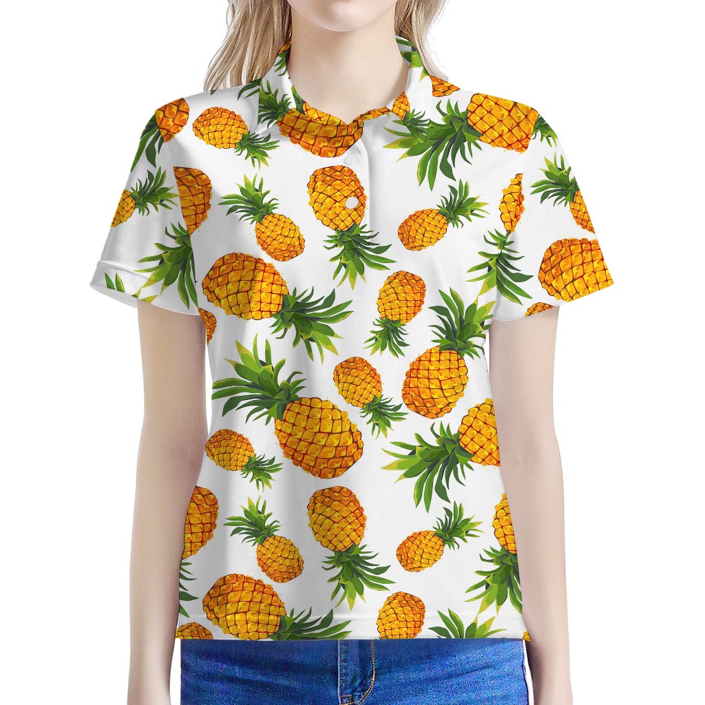 Summer Pineapple Pattern Print Women's Polo Shirt