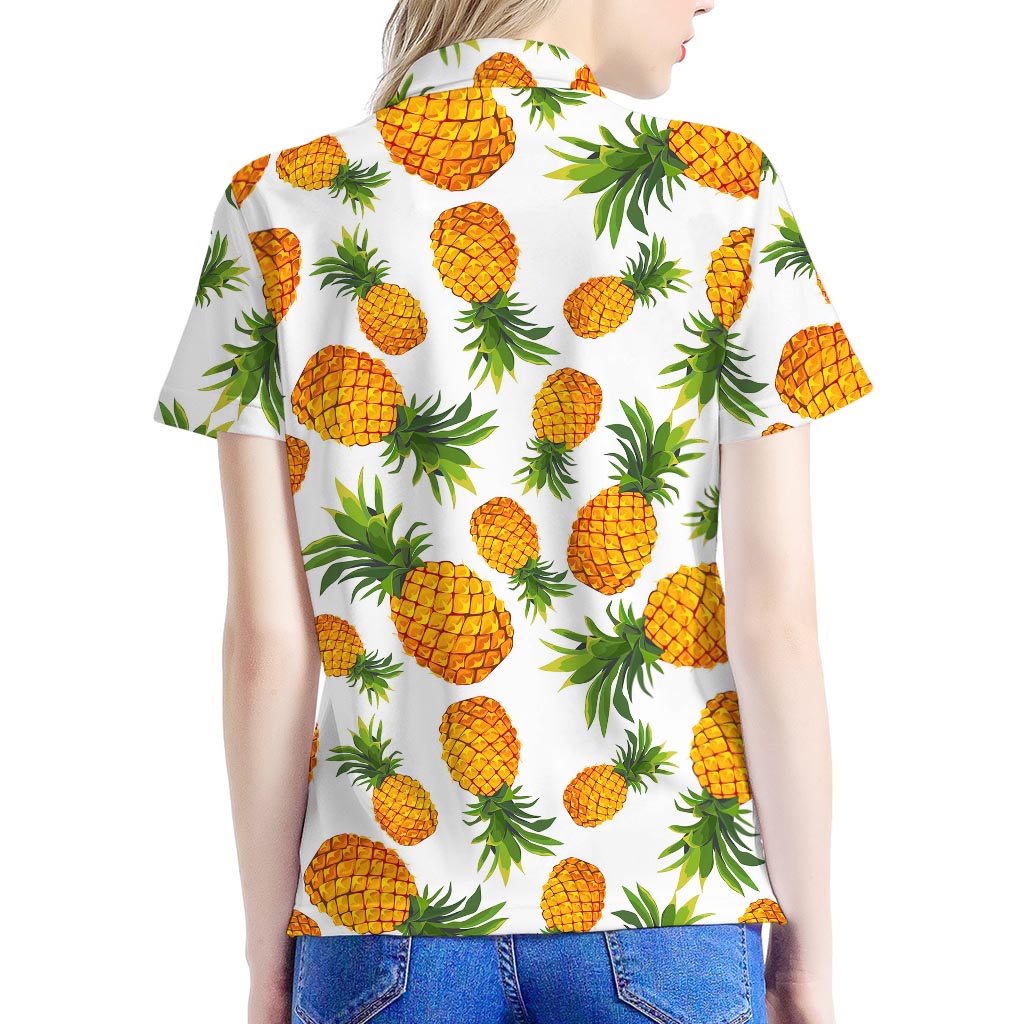 Summer Pineapple Pattern Print Women's Polo Shirt