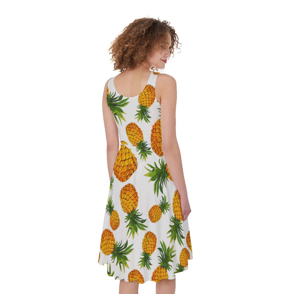 Summer Pineapple Pattern Print Women's Sleeveless Dress