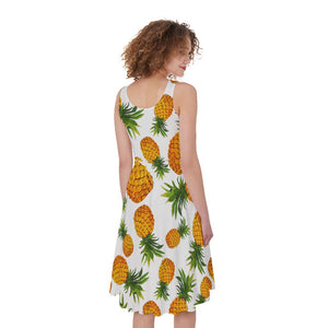 Summer Pineapple Pattern Print Women's Sleeveless Dress