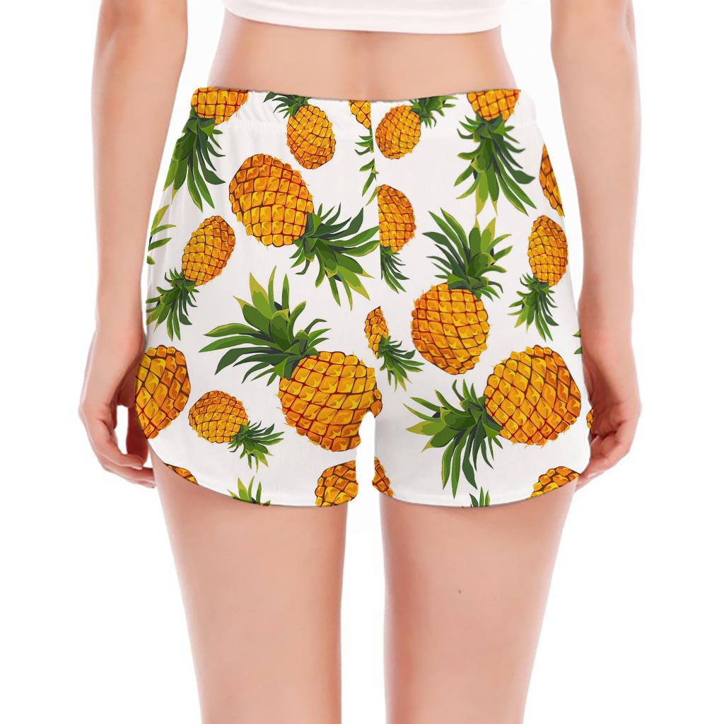Summer Pineapple Pattern Print Women's Split Running Shorts