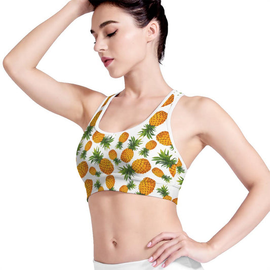 Summer Pineapple Pattern Print Women's Sports Bra
