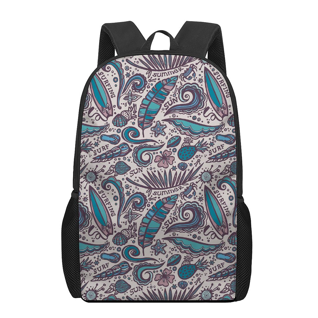 Summer Surfing Pattern Print 17 Inch Backpack