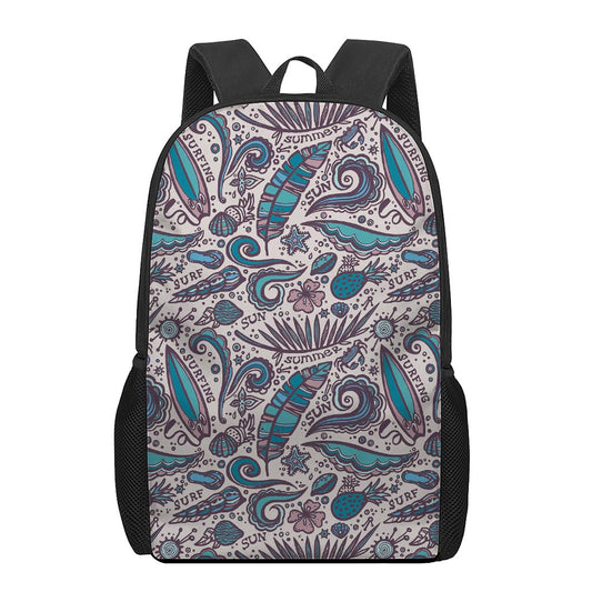 Summer Surfing Pattern Print 17 Inch Backpack