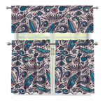 Summer Surfing Pattern Print 3 Piece Kitchen Curtains